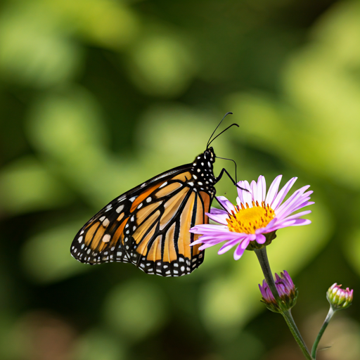 Vibrant monarch butterfly on a purple flower